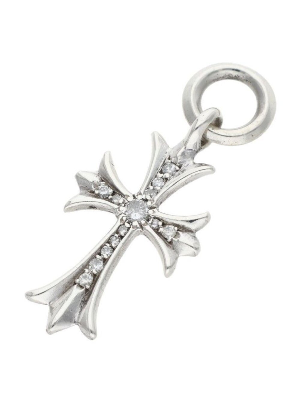 Chrome Hearts Tiny CH Cross CH Pave Aftermarket Diamond Charm Silver